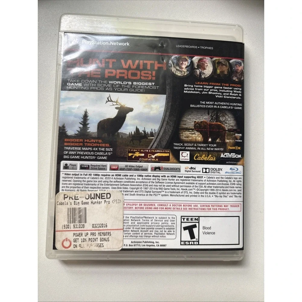 Cabela's Big Game Hunter; Pro Hunts Playstation 3 PS3 NO MANUAL Tested Working